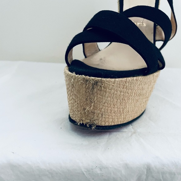 Authenticated Christian Louboutin Platform Wedges Black with Raffia EU 39 - Picture 4 of 12